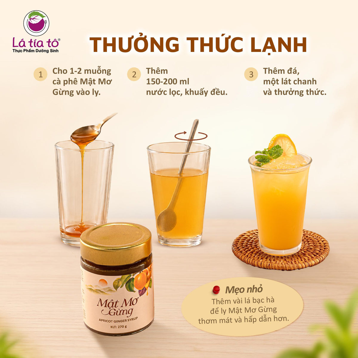 🍑 MẬT MƠ GỪNG – THỨC UỐNG DƯỠNG SINH THƠM NGON, TIỆN LỢI