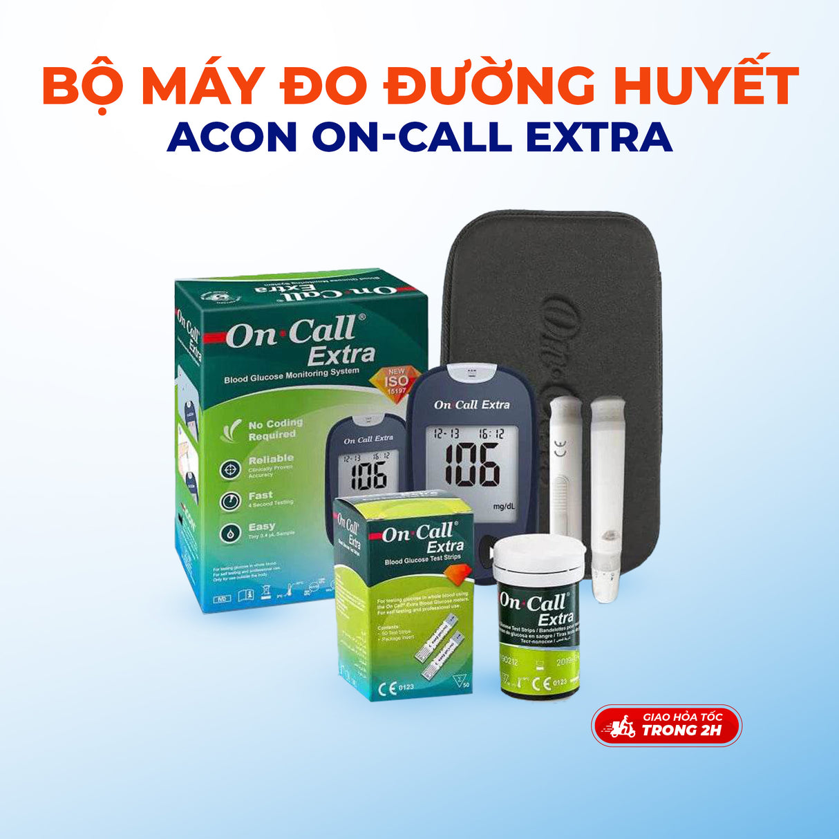 Máy đo đường huyết Acon On-call Extra kèm hộp 25 que thử - bảo hành trọn đời