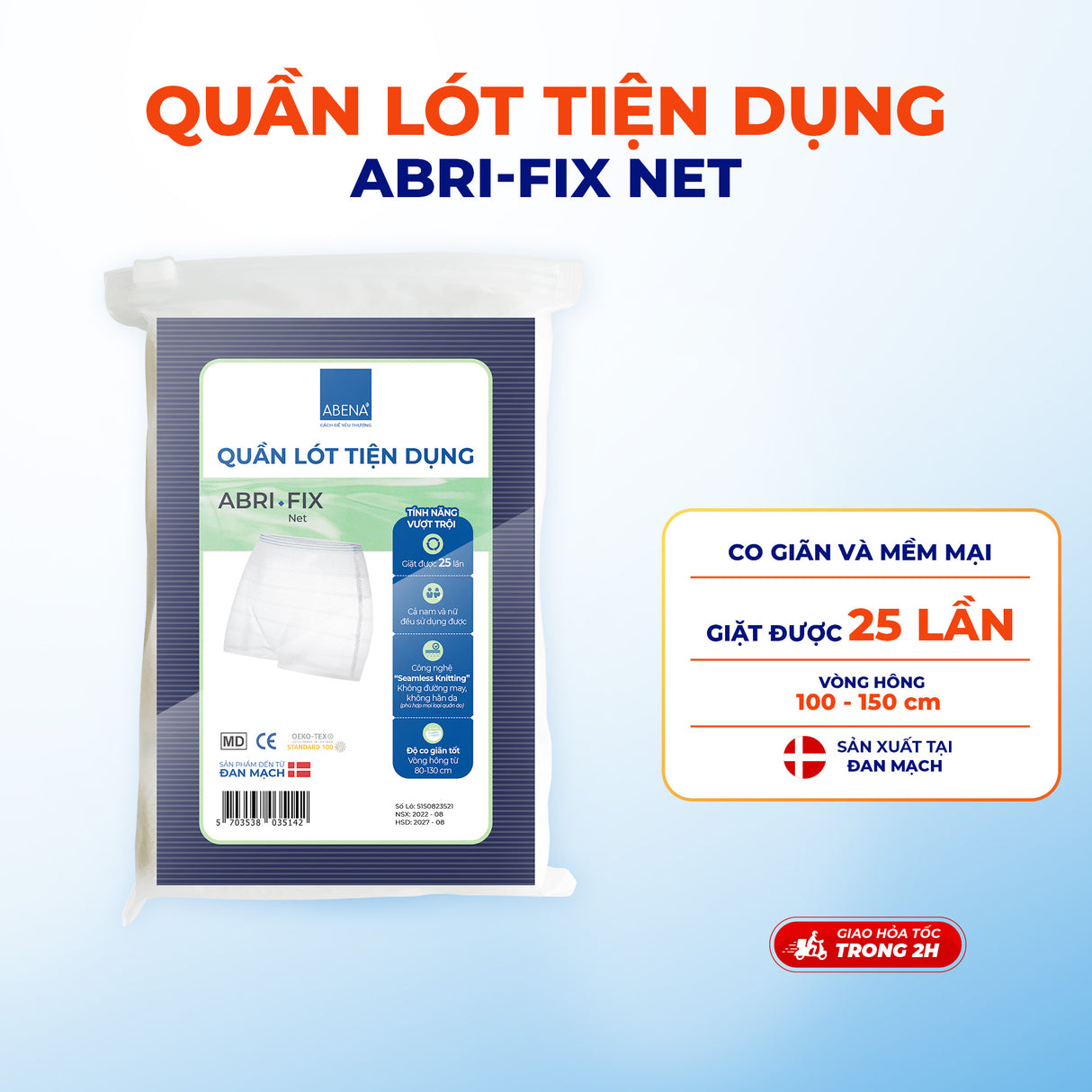 Quần lót tiện dụng ABRI-FIX NET - 4 quần - giặt được 25 lần