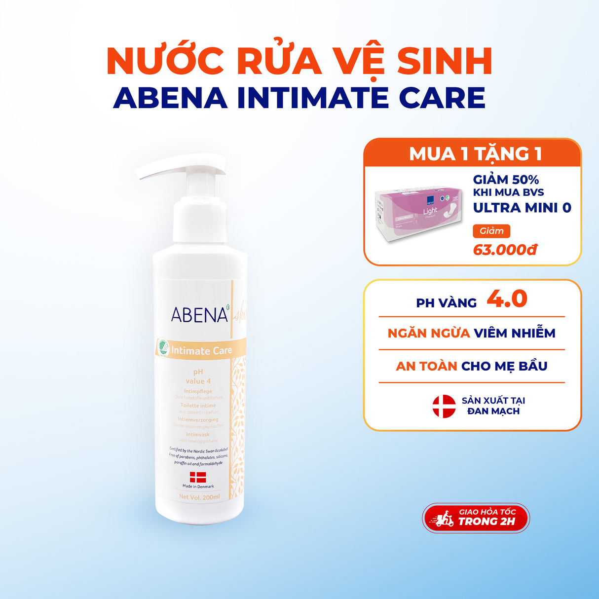Nước Rửa Vệ Sinh Abena Intimate Care 200ml (An Toàn Cho Da Nhạy Cảm)