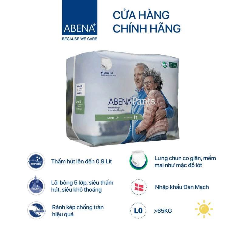 Tã quần người lớn Abena Pants M0 (900ml) - Nhập khẩu Đan Mạch - Dành cho người tiểu nhiều - ABcare
