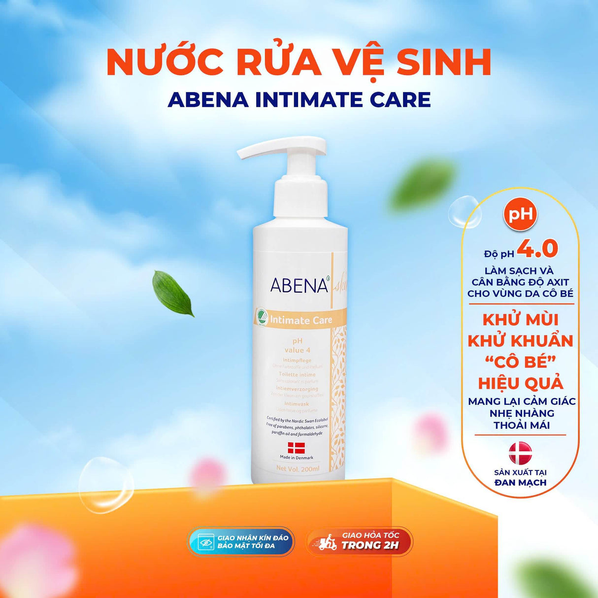 Nước Rửa Vệ Sinh Abena Intimate Care 200ml (An Toàn Cho Da Nhạy Cảm) - ABcare