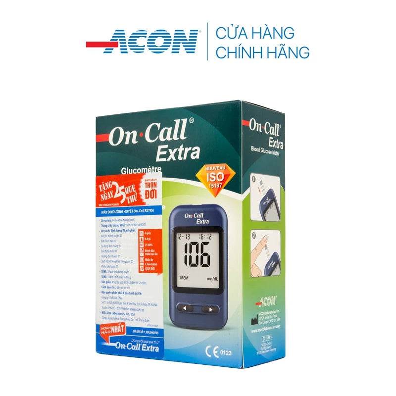 Máy đo đường huyết Acon On-call Extra kèm hộp 25 que thử - bảo hành trọn đời - ABcare
