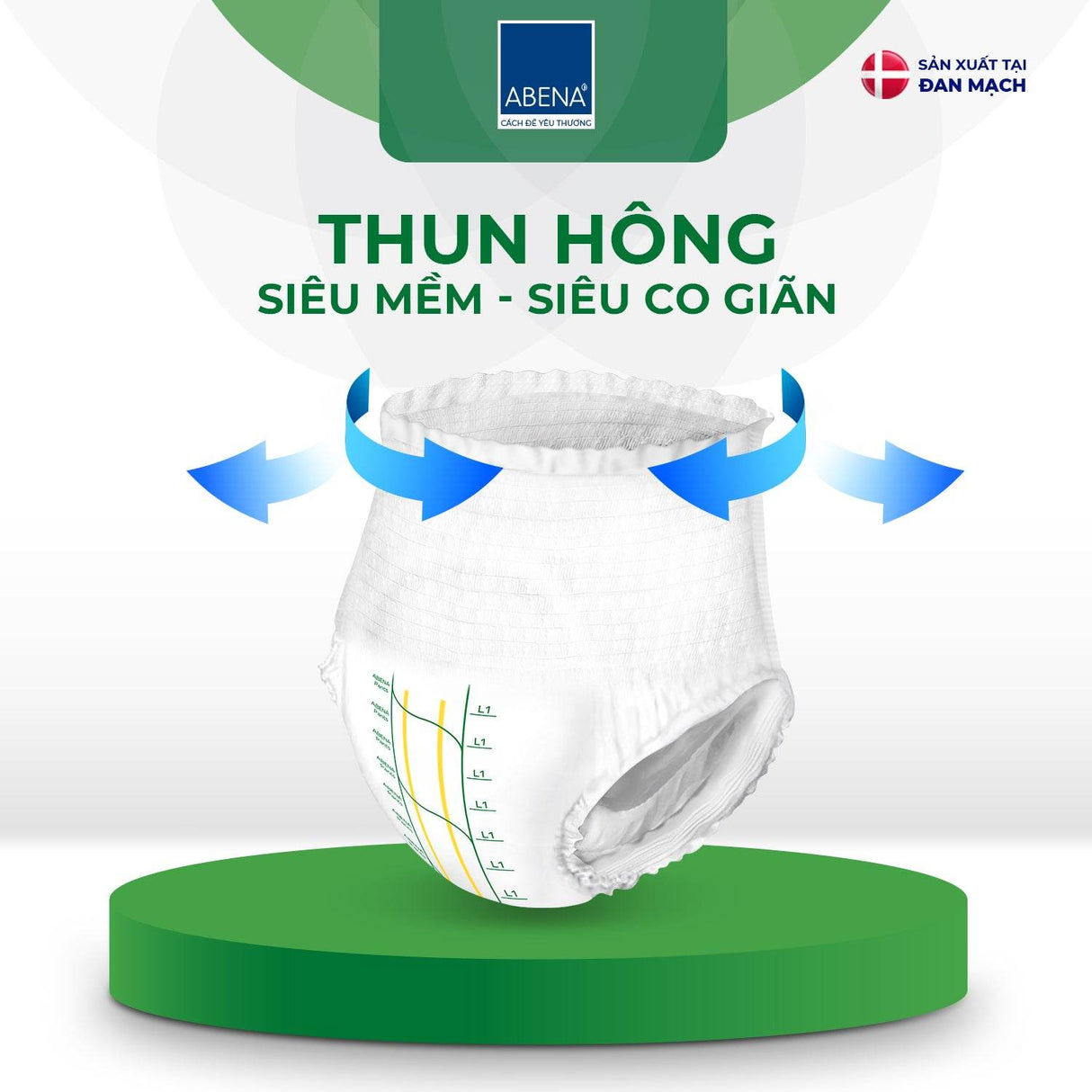 Tã quần người lớn Abena Pants Premium L1 thấm hút 1.400ml - Nhập khẩu Đan Mạch (Gói 15 miếng) - ABcare