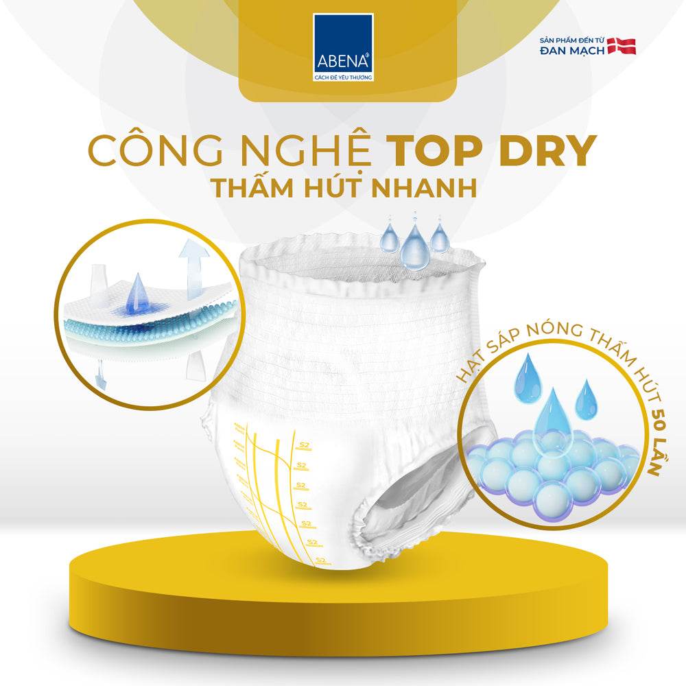 Tã quần người lớn Abena Pants Premium S2 thấm hút 1.900 ml - Nhâp khẩu Đan Mạch - ABcare