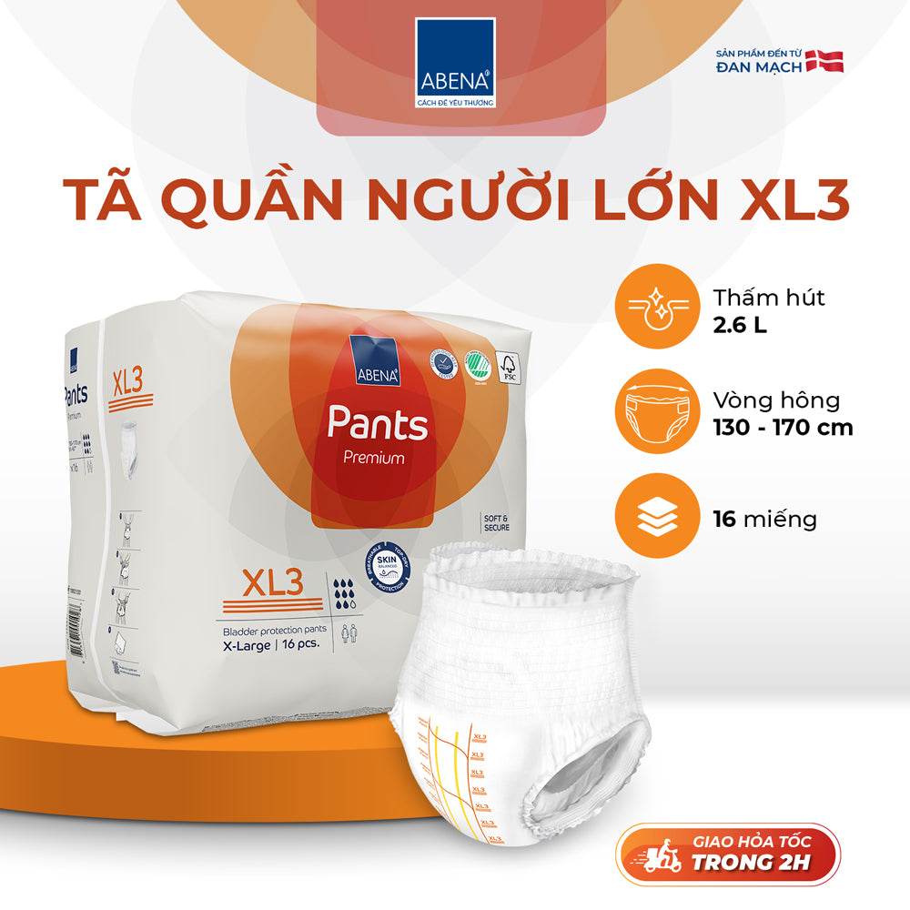 Tã quần người lớn Abena Pants Premium XL3 thấm hút 2.600ml - Nhập khẩu Đan Mạch - ABcare