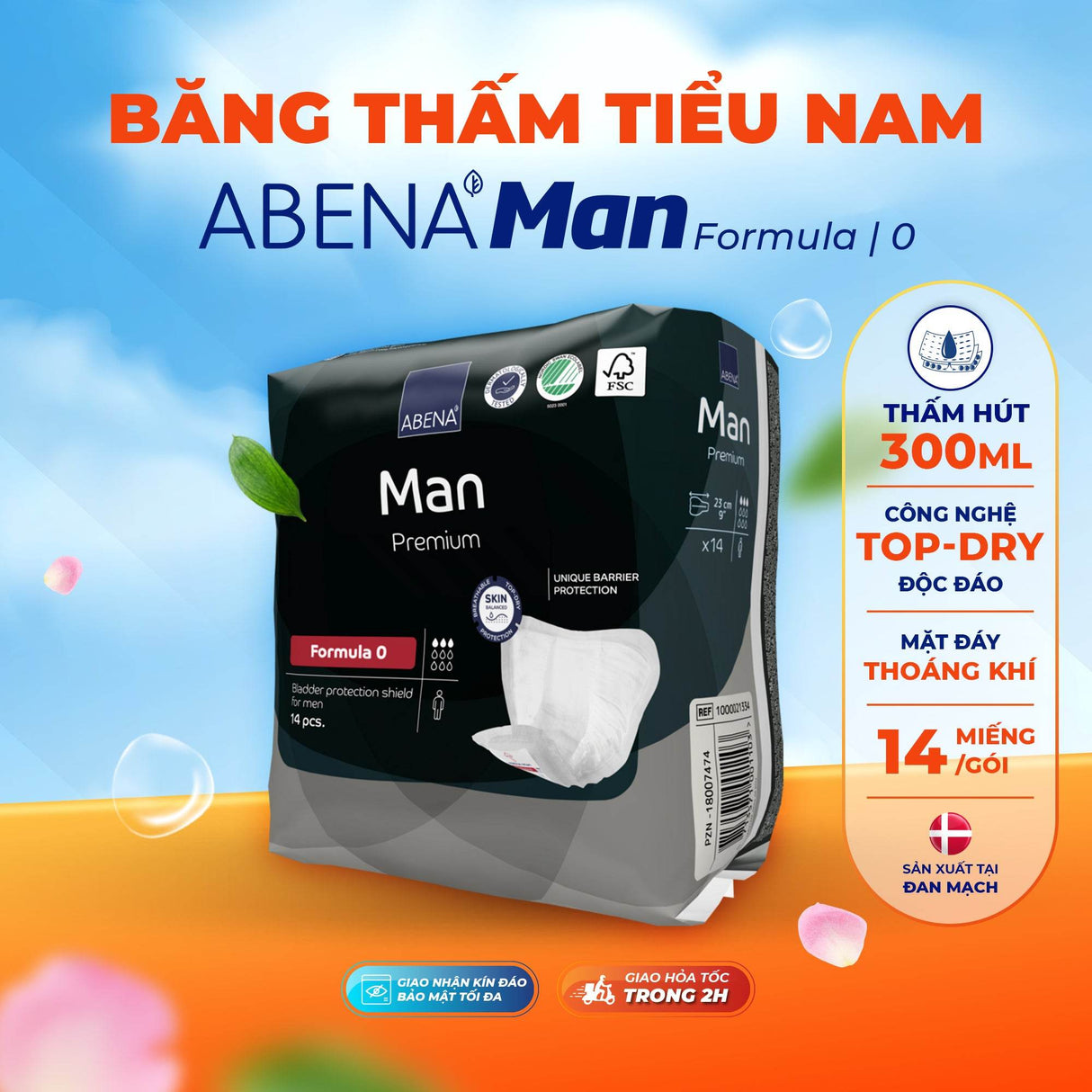Băng thấm tiểu nam giới Abena Man Formula 0- Nhập khẩu Đan Mạch (Gói 15 miếng) - ABcare