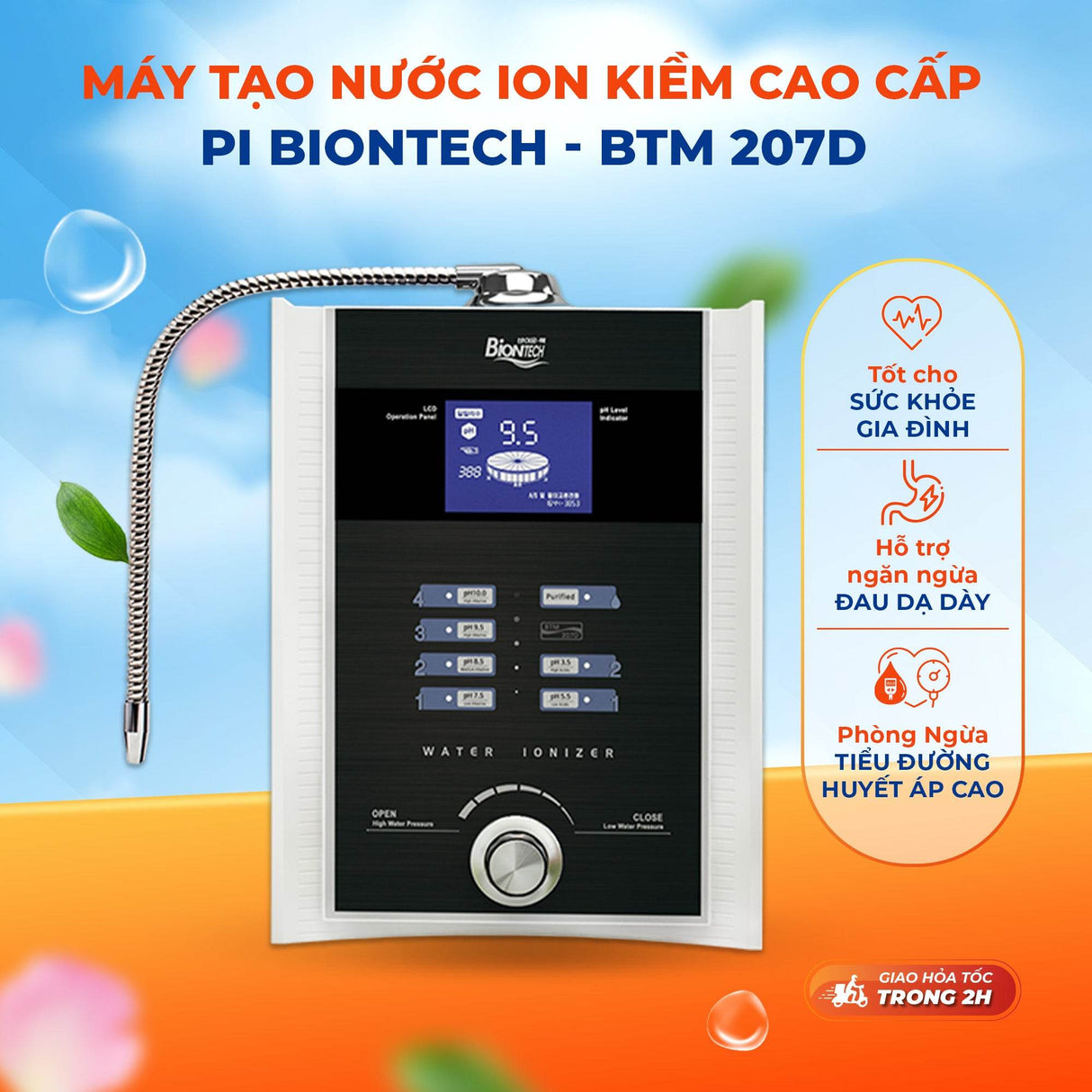 Máy tạo nước ion kiềm cao cấp PI BIONTECH công nghệ Hàn Quốc - BTM-207D - Hỗ trợ sức khoẻ Gia Đình - ABcare
