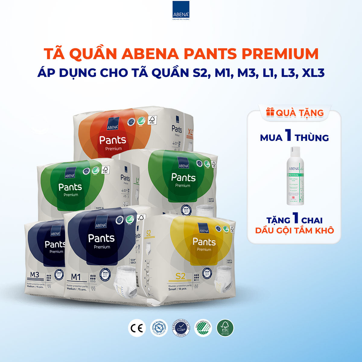 Tã quần người lớn Abena Pants Premium L3 thấm hút 2.400ml - Nhâp khẩu Đan Mạch