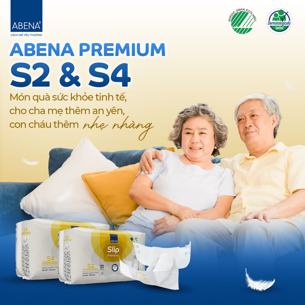 Tã Dán Người Lớn Abena Slip Premium S2 - Siêu Thấm Hút 1800ml - Hông 60-85cm Gói 28 Miếng - Nhập Khẩu Đan Mạch