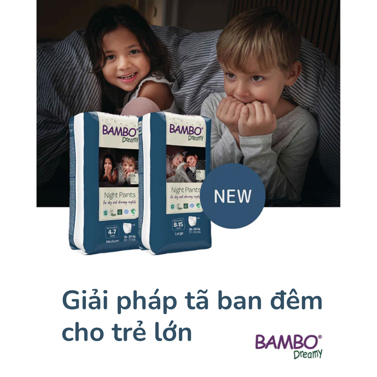 Tã Quần Ban Đêm Bambo Dreamy 4-15 Tuổi - Mềm Mại, Thoáng Khí, Siêu Thấm Hút Ban Đêm - Nhập Khẩu Từ Đan Mạch