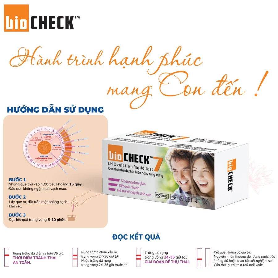 Que thử rụng trứng Biocheck Test hộp 7 que - ABcare