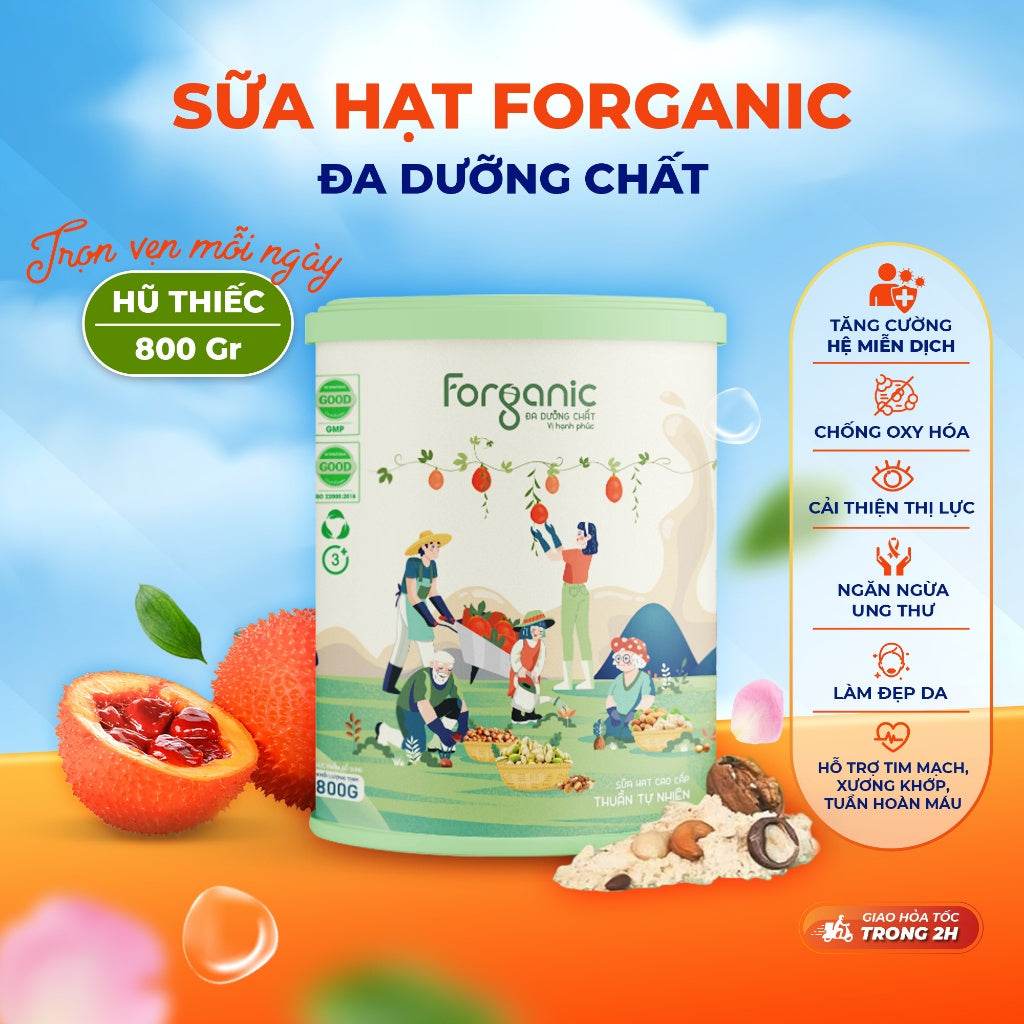 Sữa Hạt Forganic Đa dưỡng chất, giúp tăng cường hệ miễn dịch, chống Oxy hóa, ngắn ngừa ung thư - ABcare