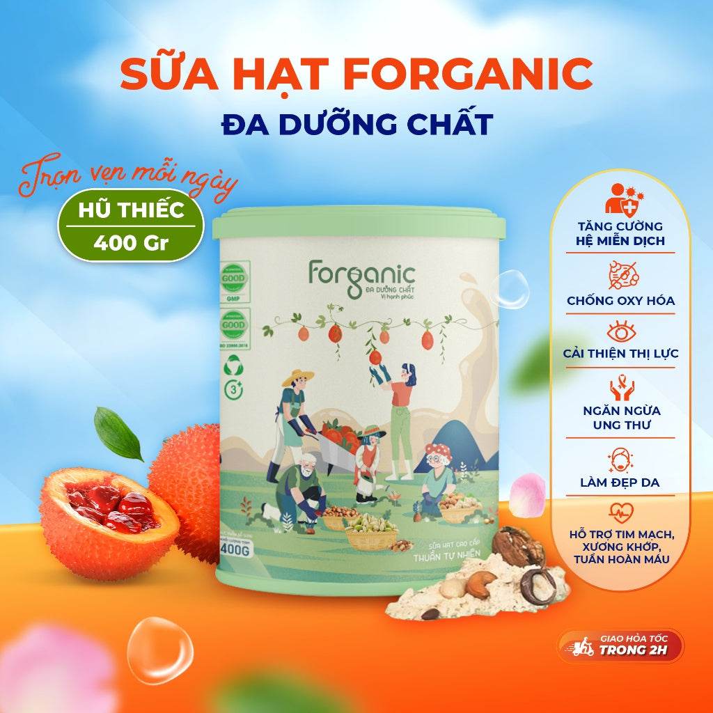 Sữa Hạt Forganic Đa dưỡng chất, giúp tăng cường hệ miễn dịch, chống Oxy hóa, ngắn ngừa ung thư - ABcare