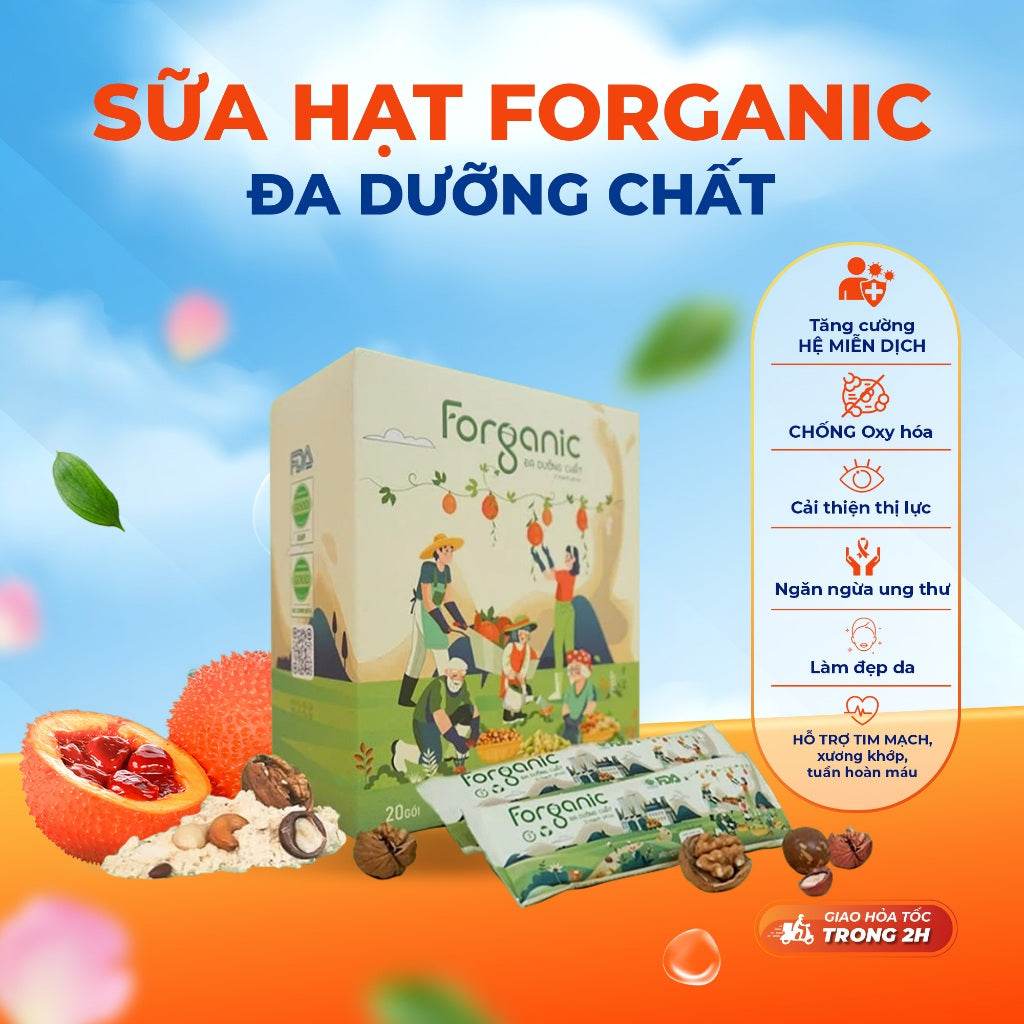 Sữa Hạt Forganic Đa dưỡng chất, giúp tăng cường hệ miễn dịch, chống Oxy hóa, ngắn ngừa ung thư - ABcare