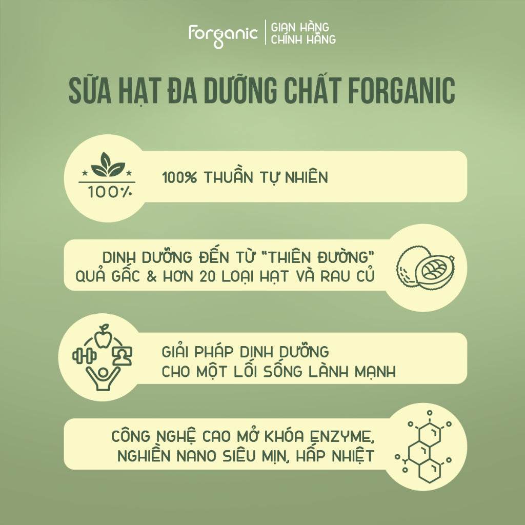 Sữa Hạt Forganic Đa dưỡng chất, giúp tăng cường hệ miễn dịch, chống Oxy hóa, ngắn ngừa ung thư - ABcare
