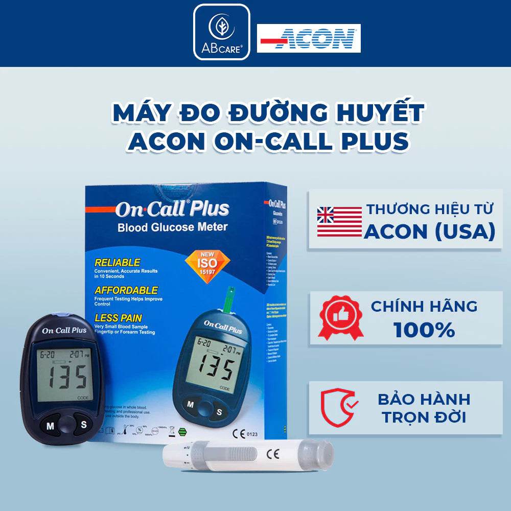 Máy đo đường huyết ACON On Call Plus - Đo nhanh trong 10S bảo hành trọn đời - ABcare