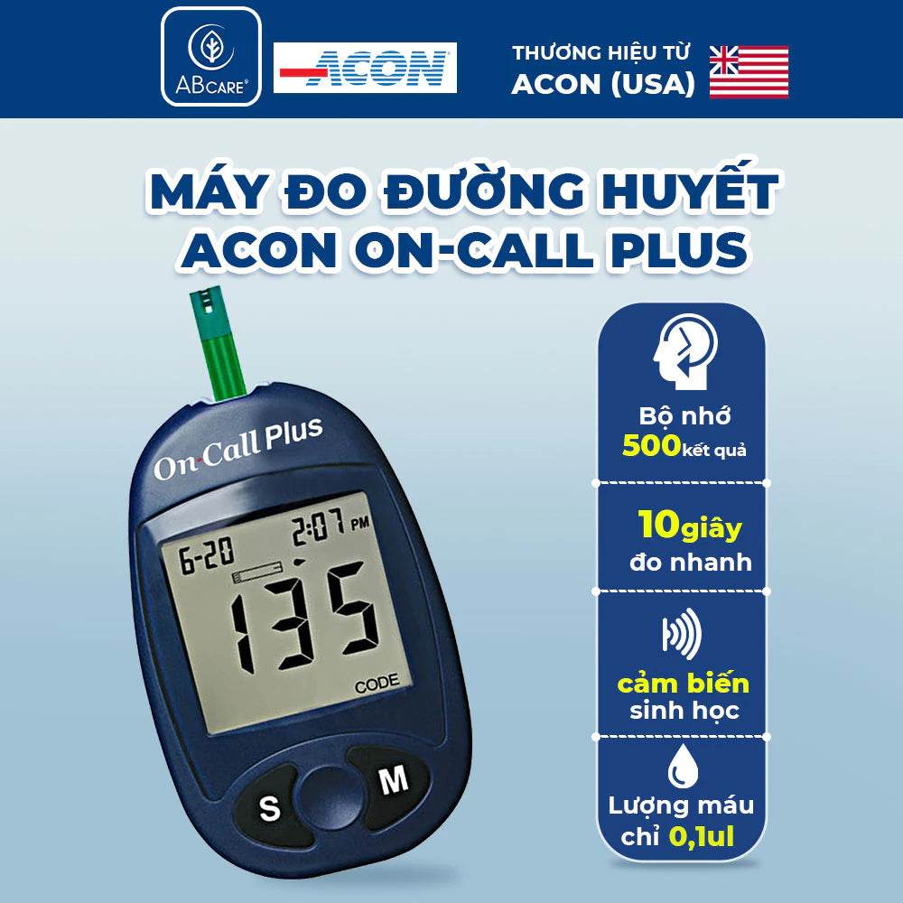 Máy đo đường huyết ACON On Call Plus - Đo nhanh trong 10S bảo hành trọn đời - ABcare