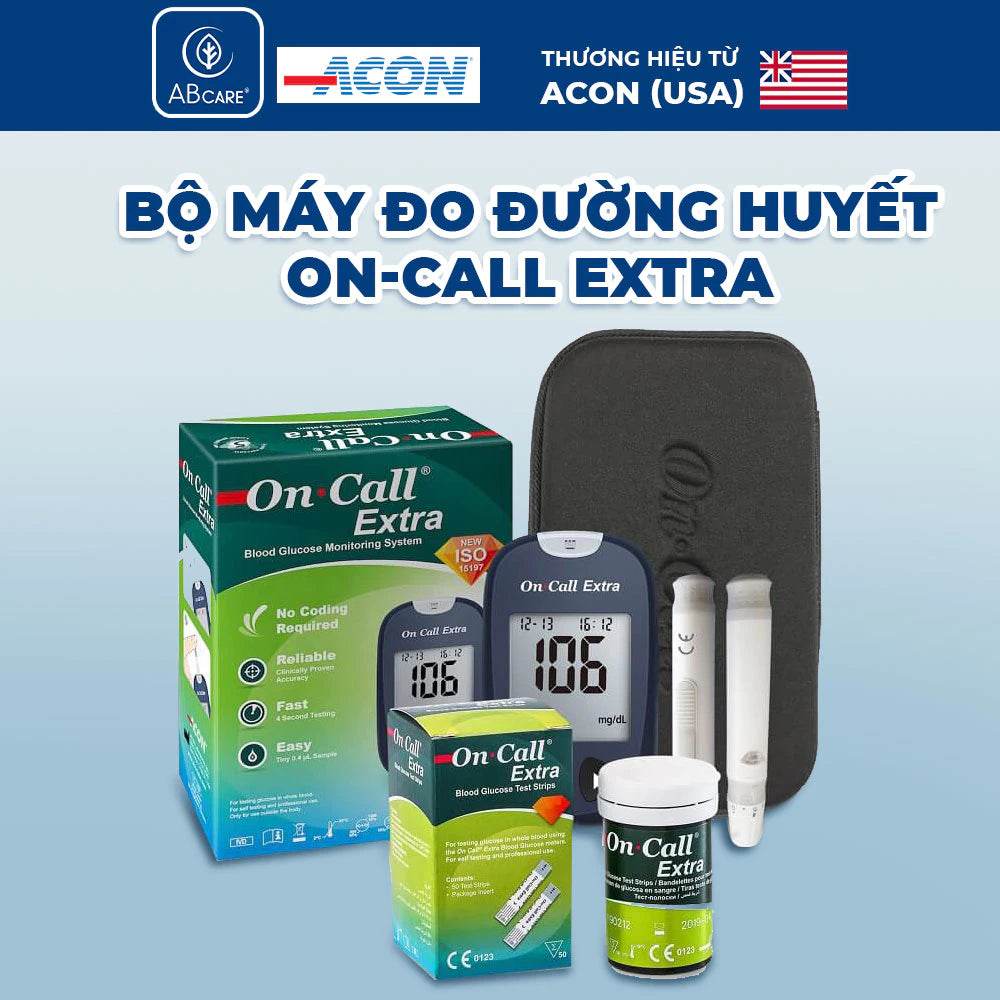 Máy đo đường huyết Acon On-call Extra kèm hộp 25 que thử - bảo hành trọn đời - ABcare