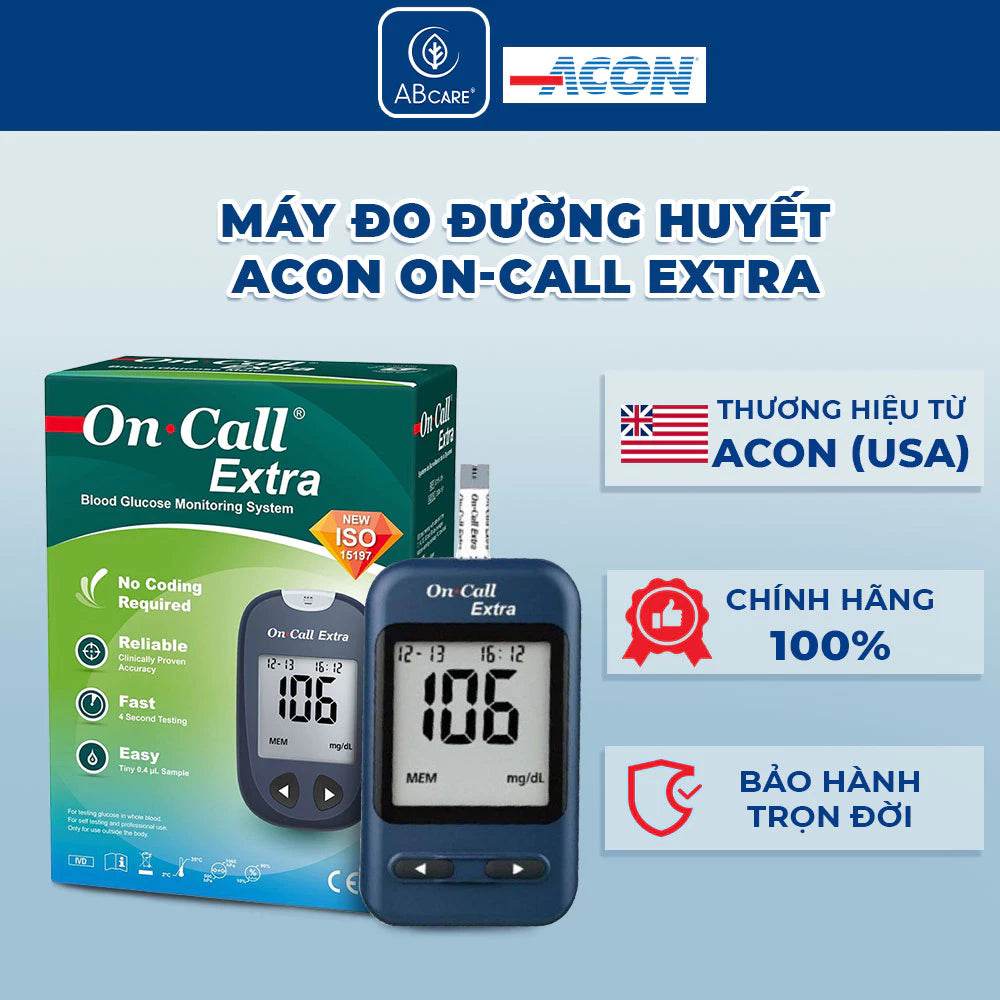 Máy đo đường huyết Acon On-call Extra kèm hộp 25 que thử - bảo hành trọn đời - ABcare