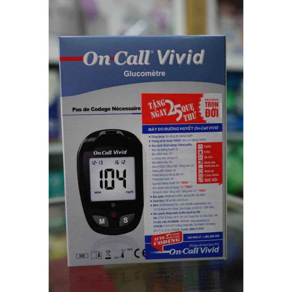 Máy Đo Đường Huyết cá nhân On Call Vivid chính hãng kèm 25 que - ABcare