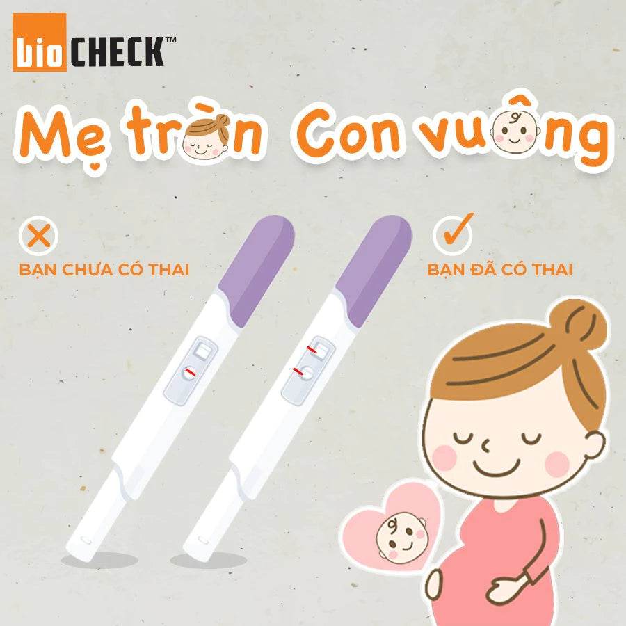 Combo 2 bút thử thai kèm hộp 7 que thử rụng trứng Biocheck - ABcare