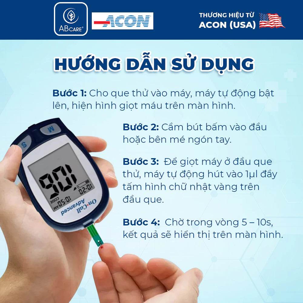 Máy đo đường huyết On Call Advanced chính hãng kèm 25 que - ABcare