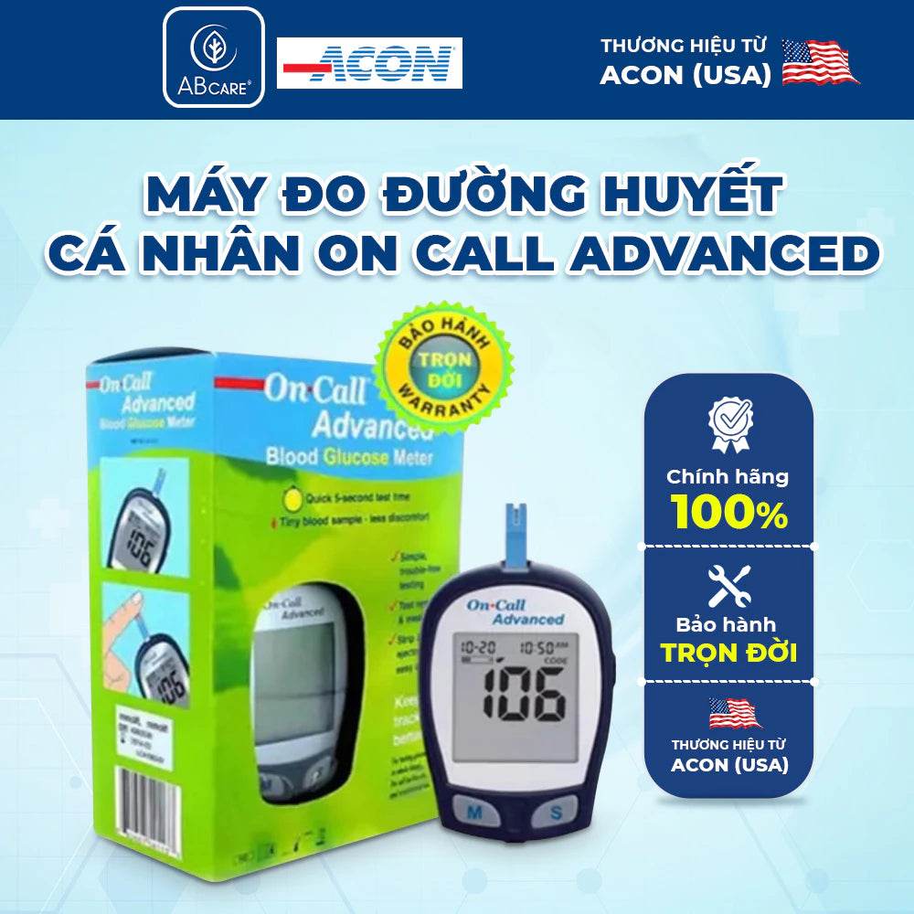 Máy đo đường huyết On Call Advanced chính hãng kèm 25 que - ABcare