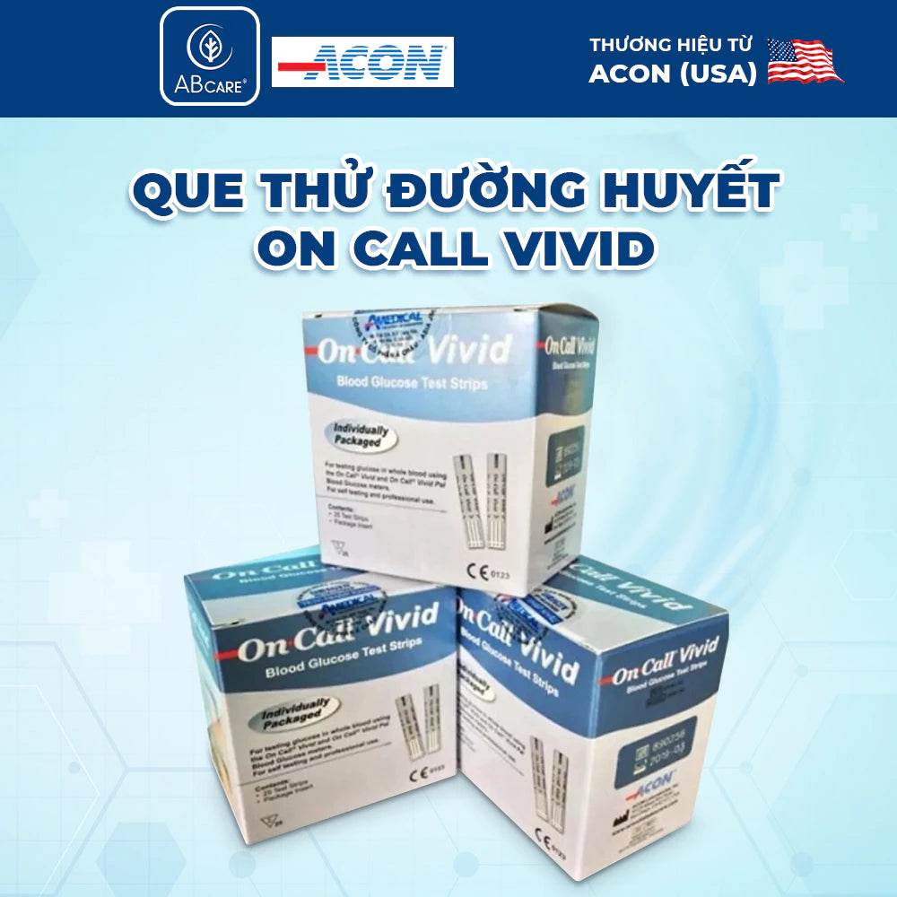 Que thử đường huyết On call Vivid Acon Hộp 25 que - ABcare