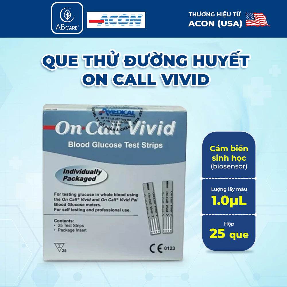 Que thử đường huyết On call Vivid Acon Hộp 25 que - ABcare
