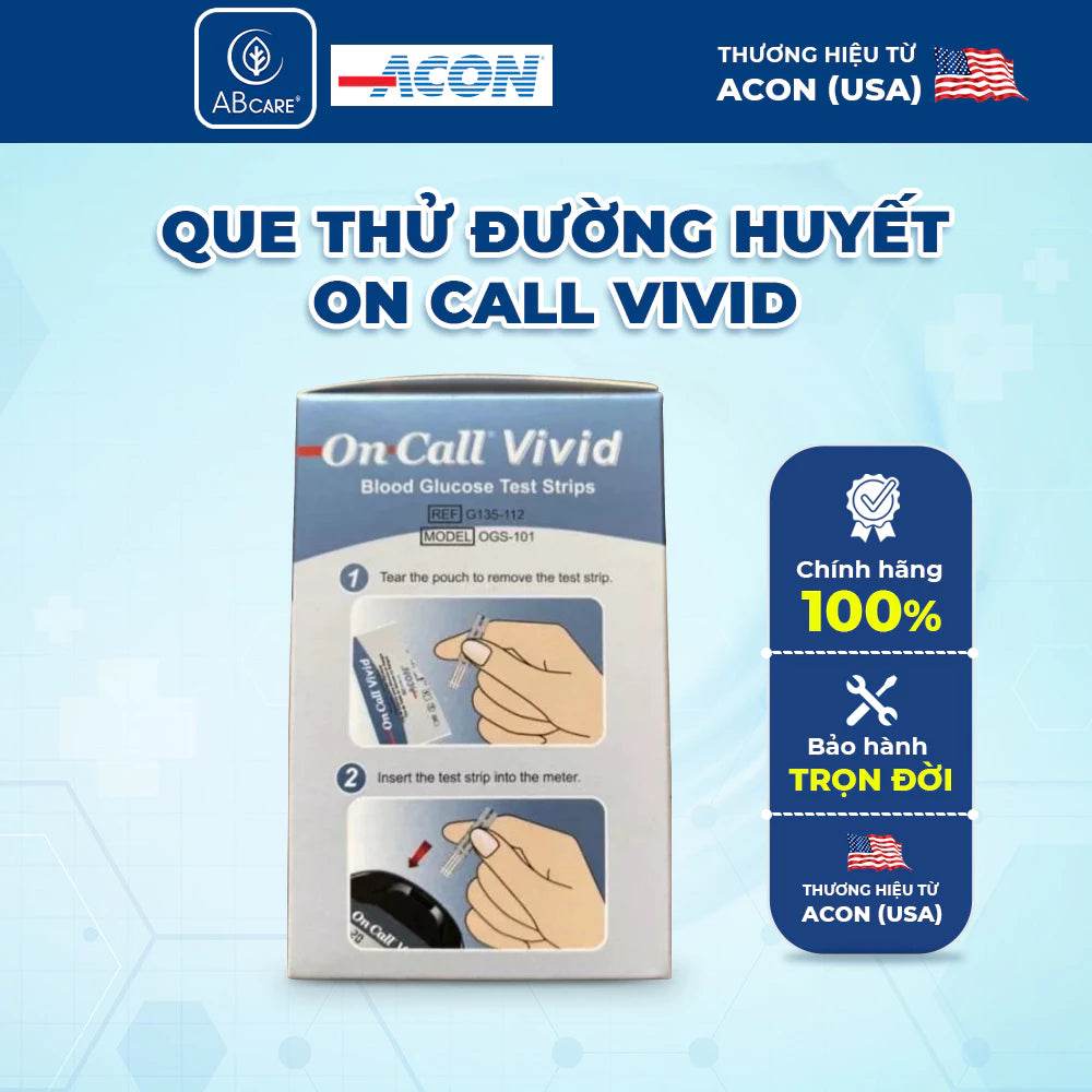Que thử đường huyết On call Vivid Acon Hộp 25 que - ABcare
