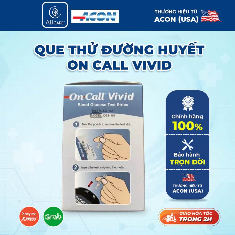 Que thử đường huyết On call Vivid Acon Hộp 25 que - ABcare