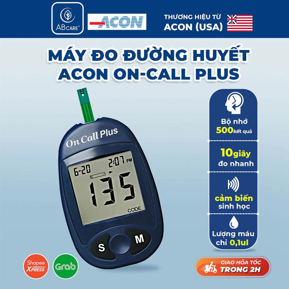 Máy đo đường huyết ACON On Call Plus - Đo nhanh trong 10S bảo hành trọn đời - ABcare