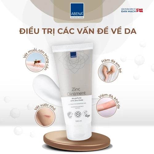 Kem đa năng Abena Zinc Ointment - Nhập Khẩu Đan Mạch - Chăm sóc các vùng da bị tổn thương như chàm, mụn trứng cá - ABcare
