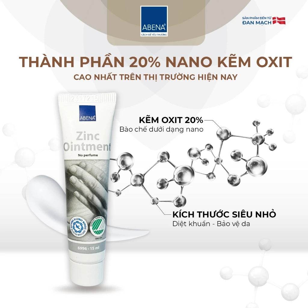 Kem đa năng Abena Zinc Ointment - Nhập Khẩu Đan Mạch - Chăm sóc các vùng da bị tổn thương như chàm, mụn trứng cá - ABcare