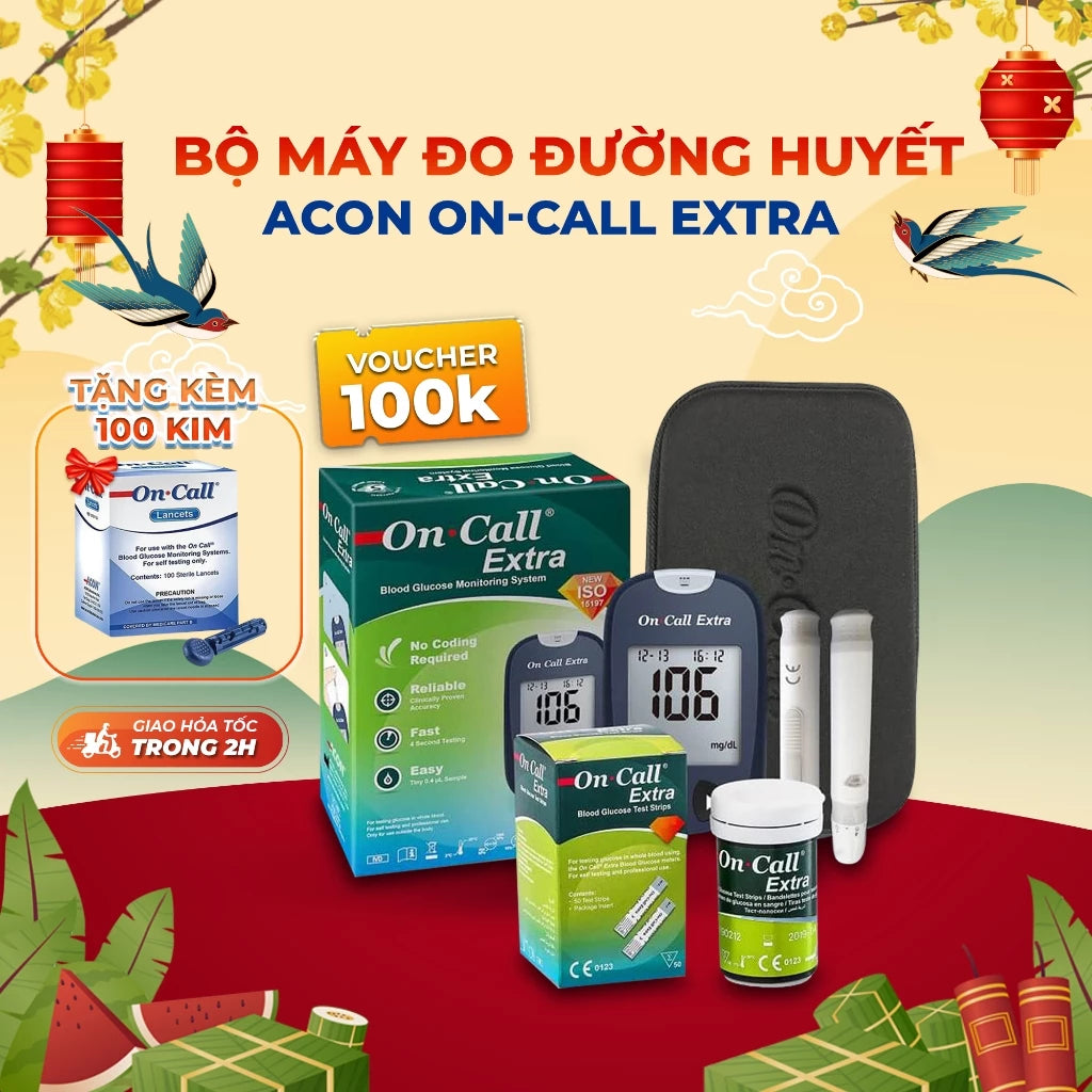 Máy đo đường huyết Acon On-call Extra kèm hộp 25 que thử - bảo hành trọn đời