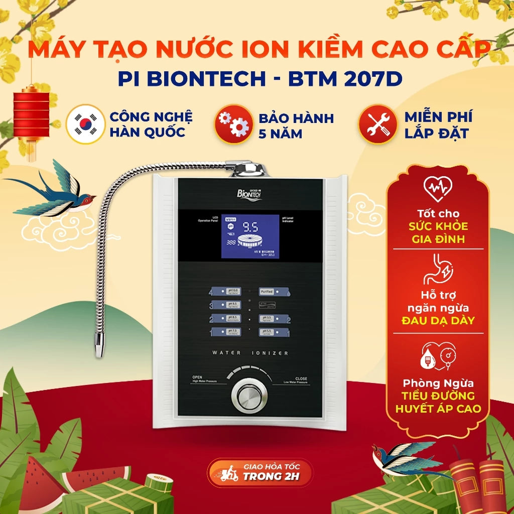 Máy tạo nước ion kiềm cao cấp PI BIONTECH công nghệ Hàn Quốc - BTM-207D - Hỗ trợ sức khoẻ Gia Đình