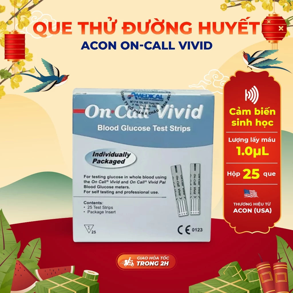 Que thử đường huyết On call Vivid Acon Hộp 25 que