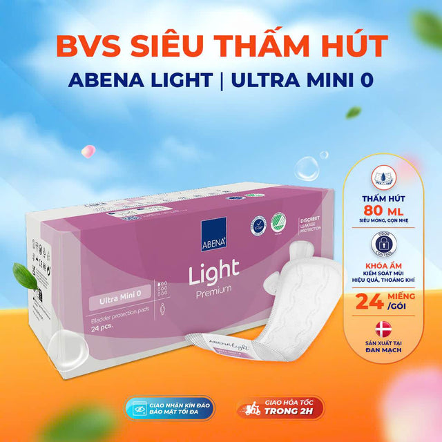 Băng vệ sinh hằng ngày Abena Light Ultra Mini 0 - Nhập khẩu Đan Mạch (Gói 24 miếng) - ABcare
