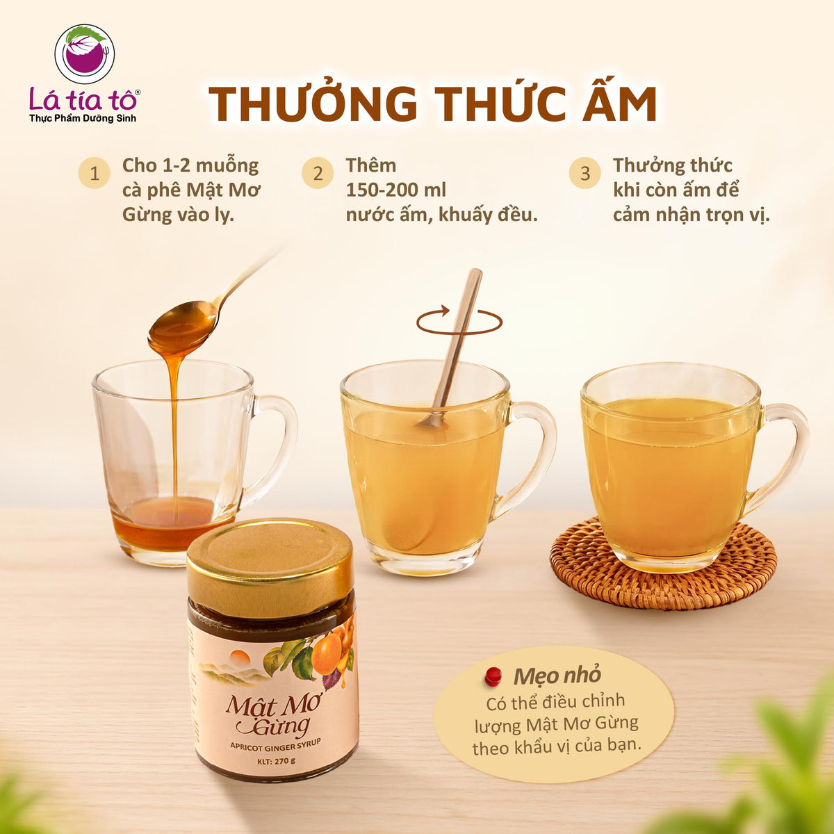 🍑 MẬT MƠ GỪNG – THỨC UỐNG DƯỠNG SINH THƠM NGON, TIỆN LỢI