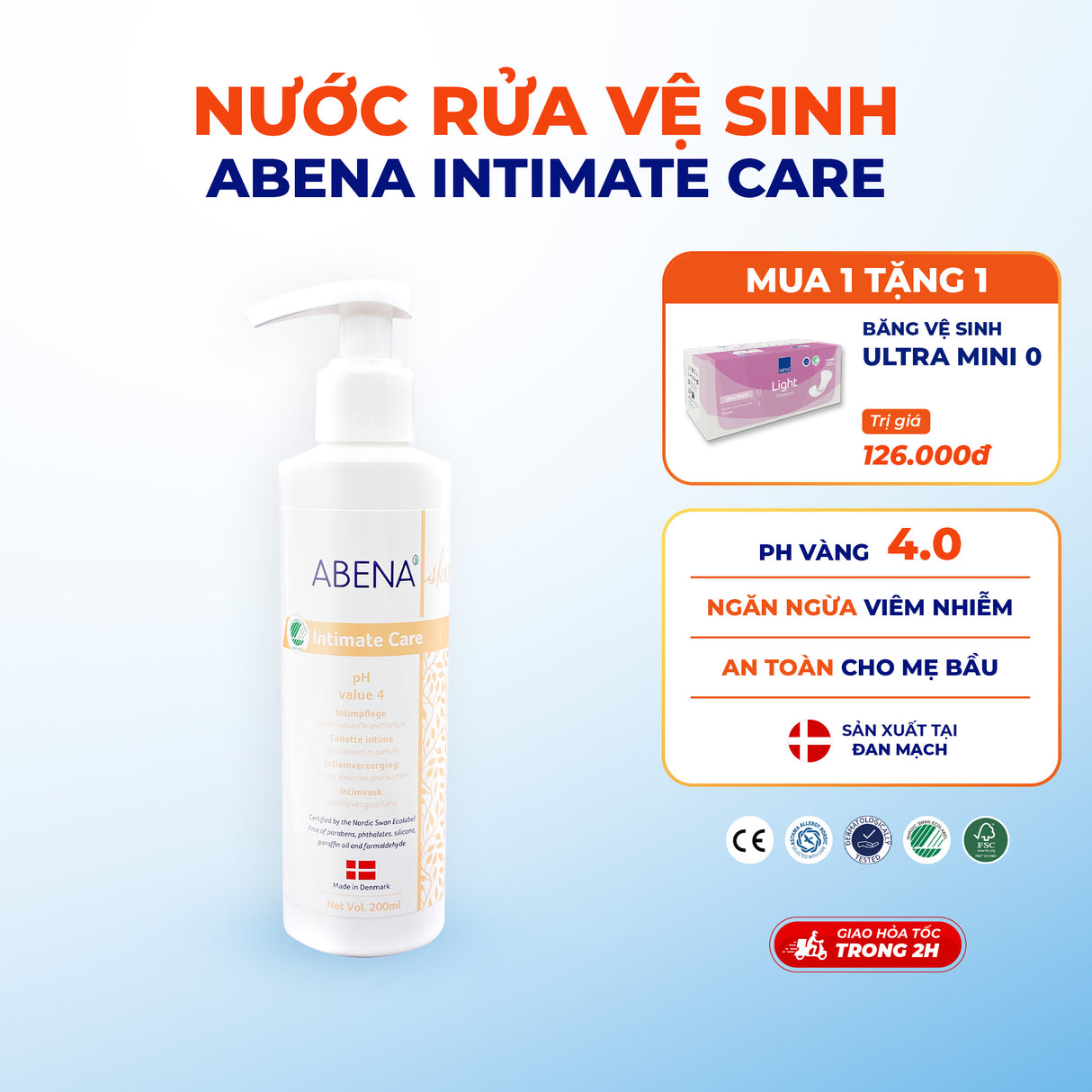 Nước Rửa Vệ Sinh Abena Intimate Care 200ml (An Toàn Cho Da Nhạy Cảm)