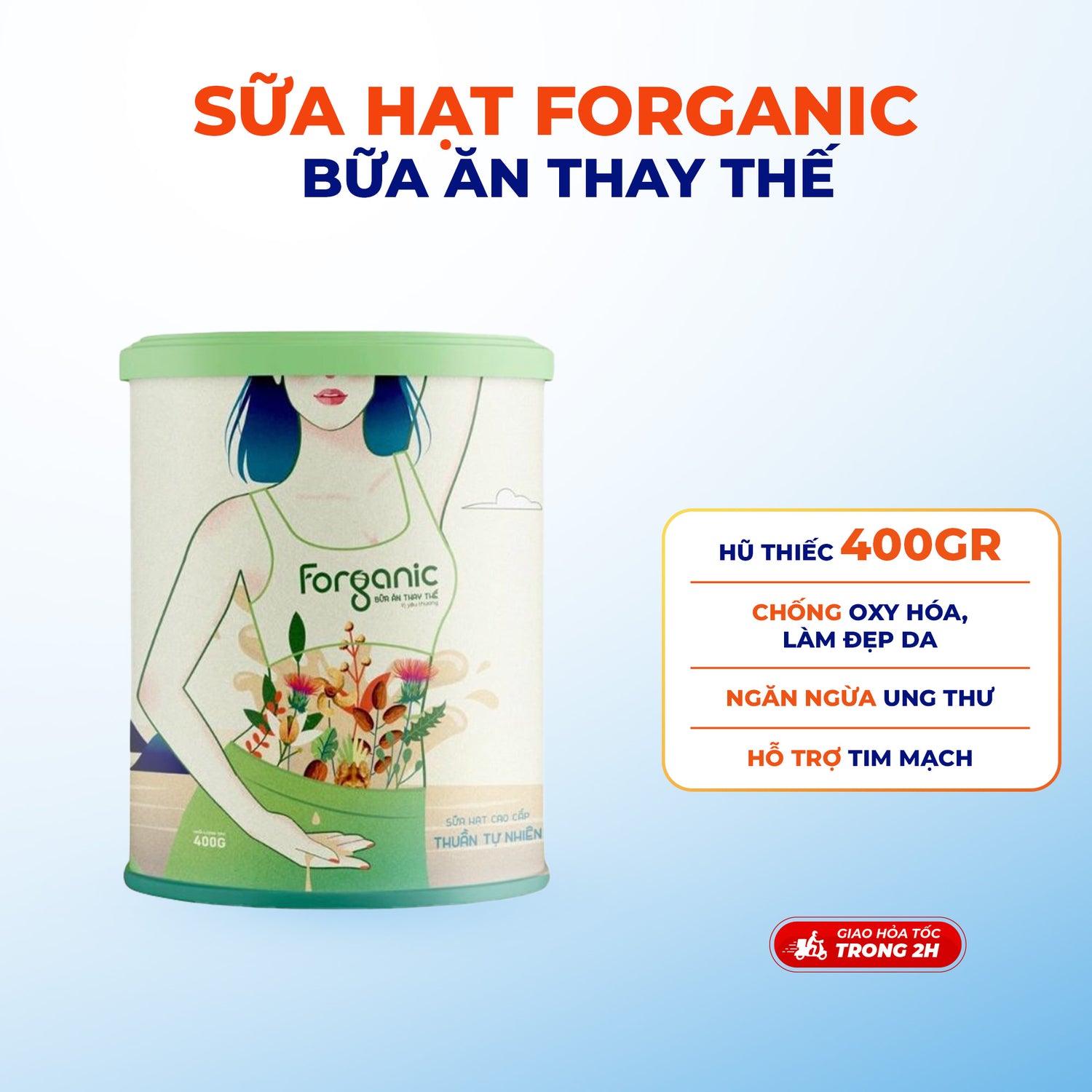 Sữa Hạt Forganic Bữa ăn thay thế, giúp tăng cường hệ miễn dịch, cung cấp các khoáng chất thiết yếu cho cơ thể
