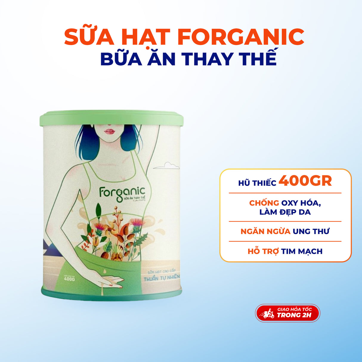 Sữa Hạt Forganic Bữa ăn thay thế, giúp tăng cường hệ miễn dịch, cung cấp các khoáng chất thiết yếu cho cơ thể