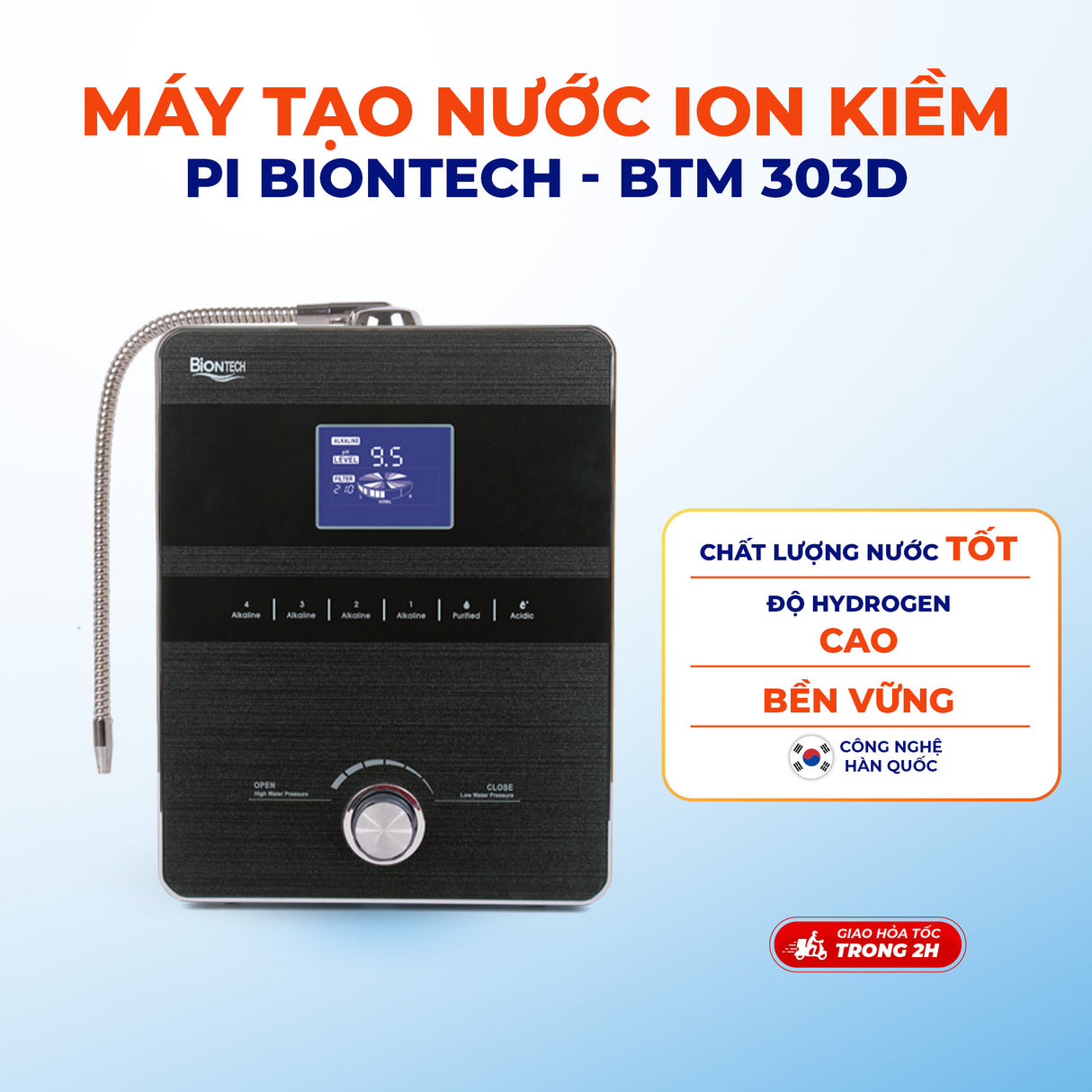 Máy tạo nước ion kiềm cao cấp PI BIONTECH công nghệ hàn quốc - BTM-303D - Hỗ trợ sức khoẻ Gia Đình