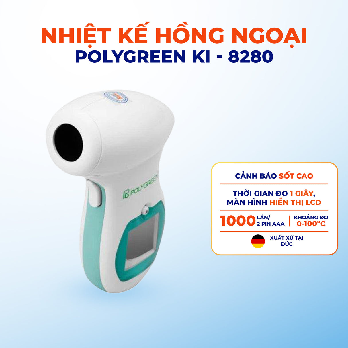 [Không vỏ hộp - Giảm 30%] Nhiệt kế hồng ngoại Polygreen KI - 8280