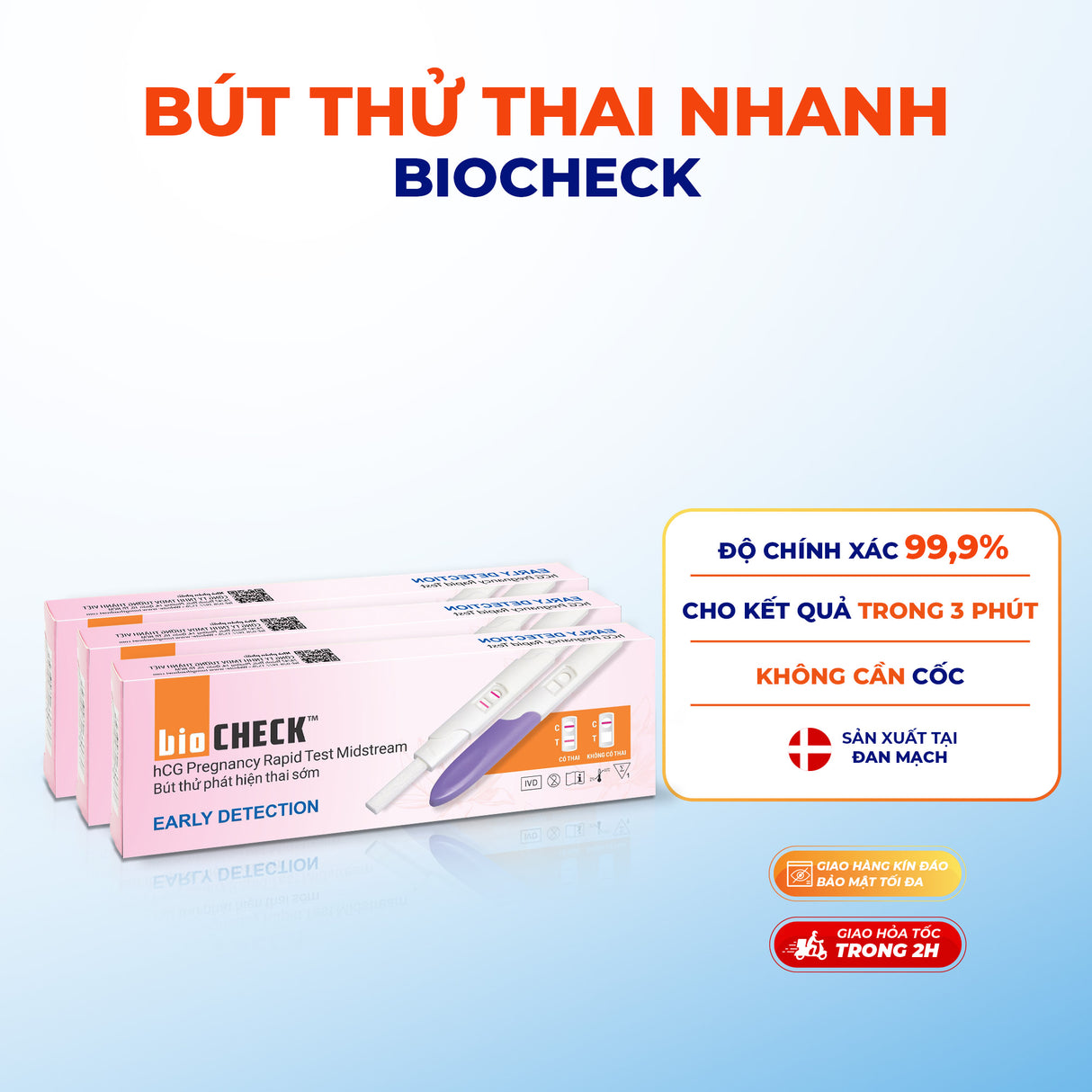 Bút thử thai sớm Biocheck chính xác 100%