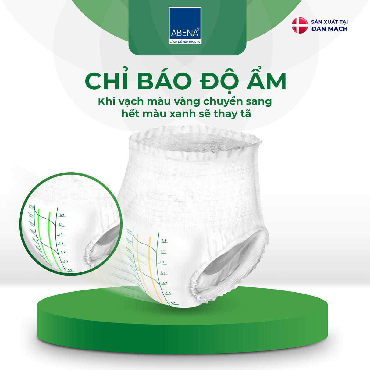 Tã quần người lớn Abena Pants Premium L1 thấm hút 1.400ml - Nhập khẩu Đan Mạch (Gói 15 miếng)