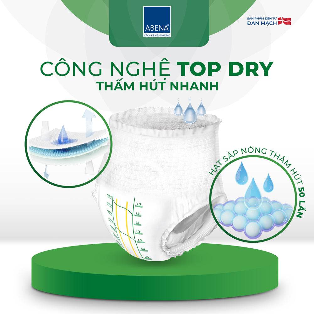 Tã quần người lớn Abena Pants Premium L3 thấm hút 2.400ml - Nhâp khẩu Đan Mạch - ABcare