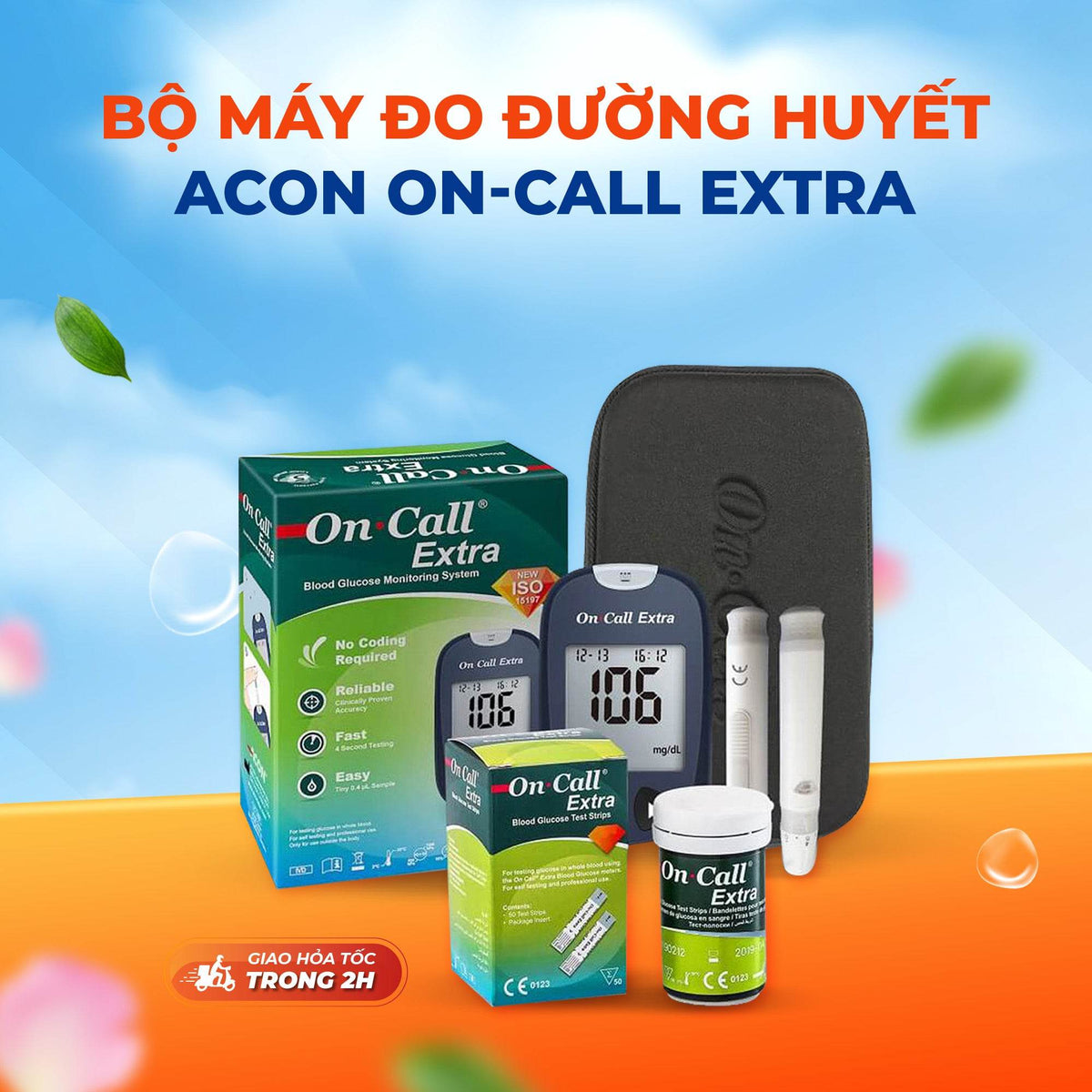 Máy đo đường huyết Acon On-call Extra kèm hộp 25 que thử - bảo hành tr