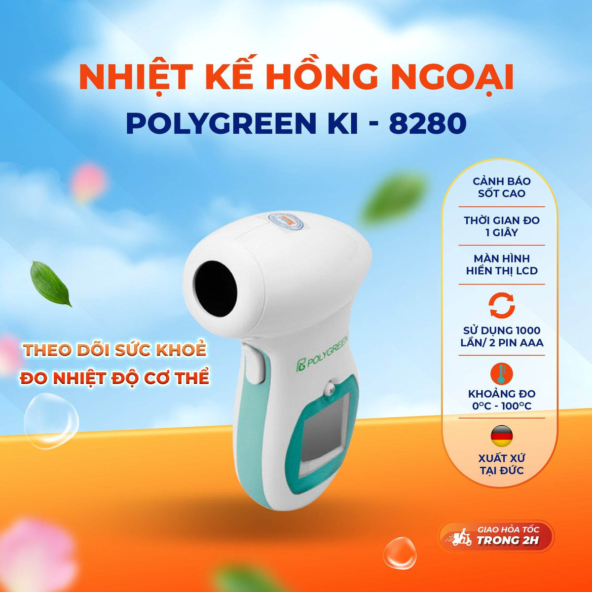 [Không vỏ hộp - Giảm 30%] Nhiệt kế hồng ngoại Polygreen KI - 8280
